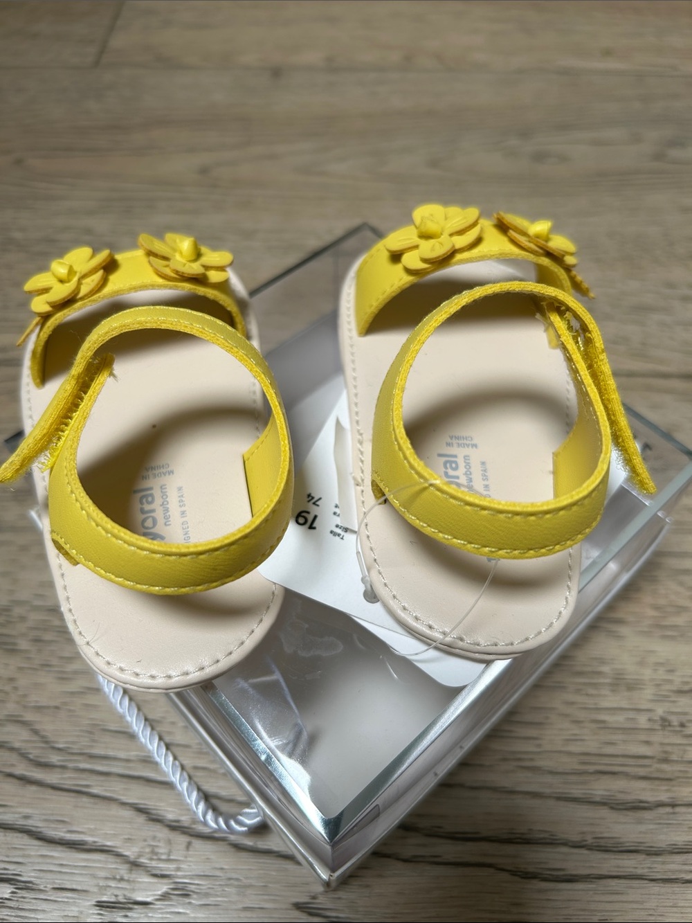 Mayoral Yellow Floral Velcro Strap Baby Sandals - Picture 3 of 3